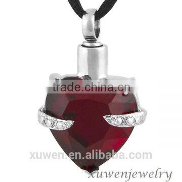 heart cubic zirconia stainless steel pet ash jewelry