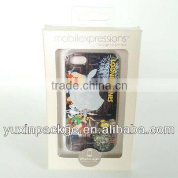 Elegant iphone cover package box with pvc window and hanger