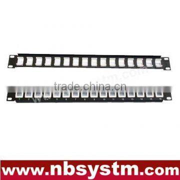 16 port UTP Blank Patch Panel 19" 1U, available for Cat5e or Cat6 Keystone Jacks