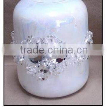 (02-7468)white glass round tealight holders