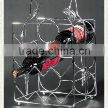 Chrome Metal Wine Holder with Handle