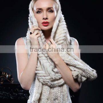 New Fashion Reall White Knitted Mink Fur Poncho for Fashion Ladies with Factory Price