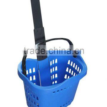 RH-BPR45-2 Red Apple Type Wheeled Plastic Rolling Shopping Bsket