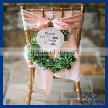 SH013 Wholesale cheap popular wedding polyester taffeta blush chair sash