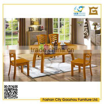 Contemporary design solid wood dining table with shelf