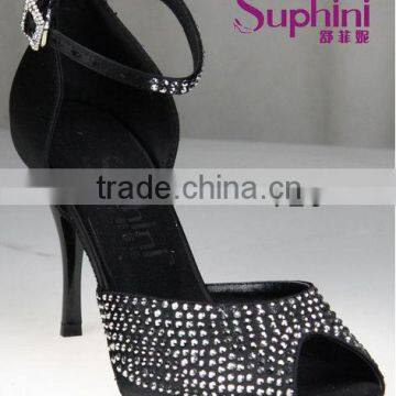 platform heel crystal stone comfortable and fashionable ladies latin salsa dance shoes