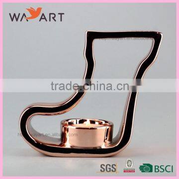 Shoe Shape Ceramic Gold Votive Candle Holder