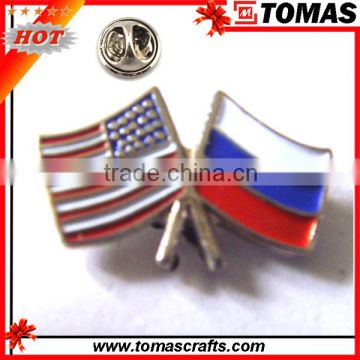 Personalized Crossed Flags Metal Lapel Pin