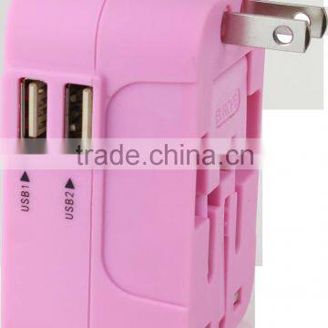 Best Promotional Gift adaptor International Universal Travel Adapter With 2 Usb Port