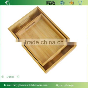 DT026/ Family Simple Rectangle Organic Bamboo Wooden Tea Serving Carring Storage Tray