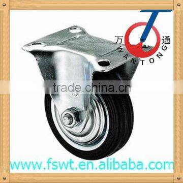 Industrial Fixed Bracket Black Rubber Caster Wheel