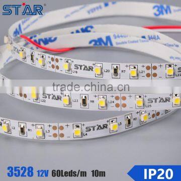 12V SMD 3528 6500k LED Strip Lights 60 LEDS/M with DC connector