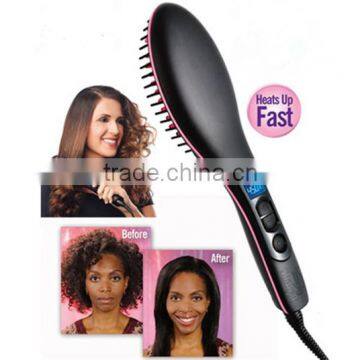 TV simply straight ceramic electric degital antiscal fast brush hair straightener comb lcd smooth straightener brush hair irons