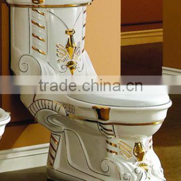 Hot Sale Bathroom Ceramics Decorated color two piece toilet