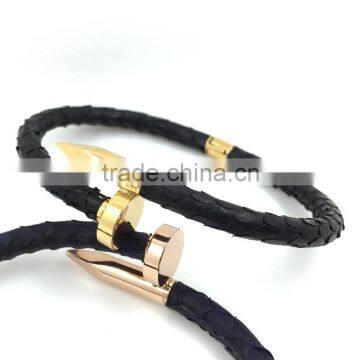 TOP QUALITY Stainless Steel Python Nail Bracelet 18K Gold Plated Women Jewelry Nail Screw Cuff Bangle photo-5