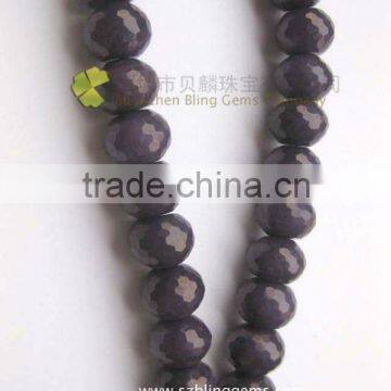 Lowest cost Semi precious stone purple jade roundel beads 16"