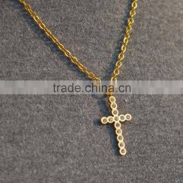 Lastest rhinestone christian cross pendant jewelry set for women