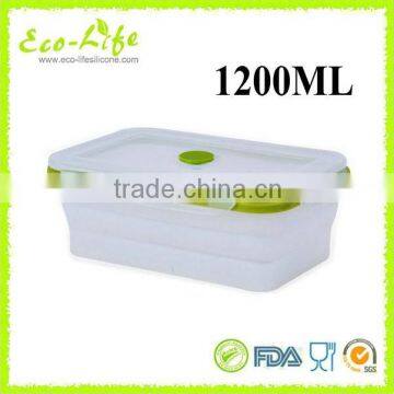 4 Sizes Microwave Dishwasher Safe Silicone Collapsible Lunch Box With Plastic Lid, Foldable Silicone Food Container photo-2