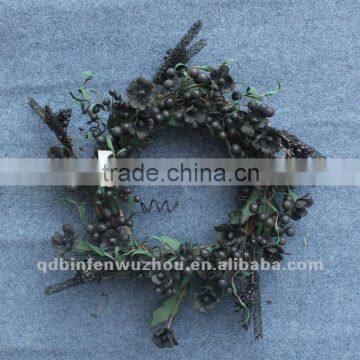 New arrival Decorative Artificial Halloween Garland,artificial black wreath