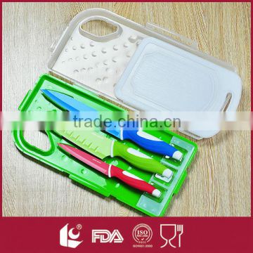 Color Non-stick Coating 3Pcs Fruit Knife in Plastic Case