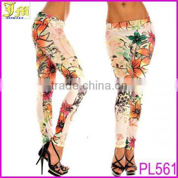 Sexy Picture Women Bauhinia Printed Leggings Color Painting Graffiti Seamless Leggings Tights