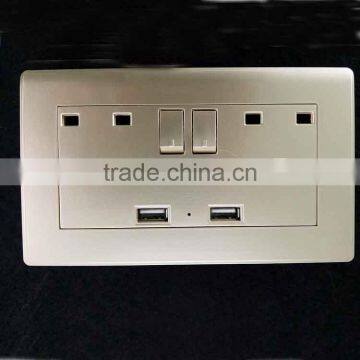 Electrical outlet wall plug 3 hole dual usb 2 outlet switch wall socket