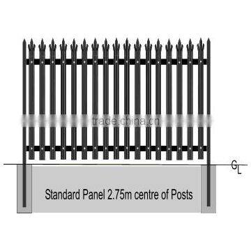 Euro Style Free Standing Metal Palisade Fence / Wrought Iron Fence Panel Hot Sale