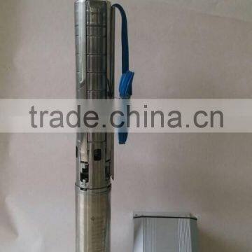 solar powered submersible water pumps dc motors+dc auto controller for agriculture farming,4inch dia,304ss material