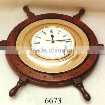 Nautical Antique Brass Ship Wheel Clock