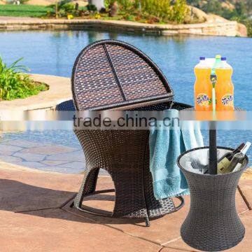 Outdoor PE Rattan Woven Wine or Beer Cooler Table Garden Patio Party Decorative Adjustable Design Bulk Ice Bucket photo-2
