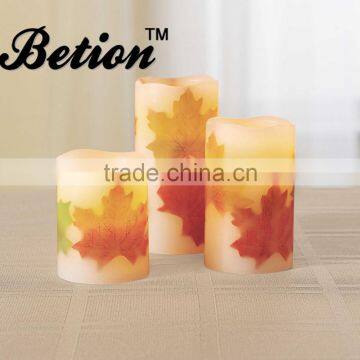 Flameless LED Candle 3-Piece Flameless LED Harvest Pillar Candles Set