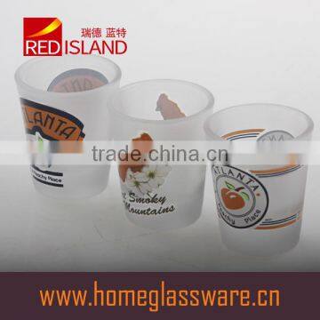 50ml frosted liquor glass cup with decal customized logo