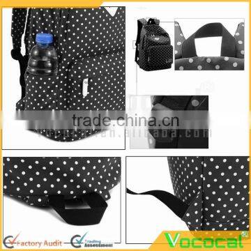 Cute Polka Dot Women Canvas Backpack Satchel Rucksack Schoolbag Leisure Travel Shoulder Bag photo-3