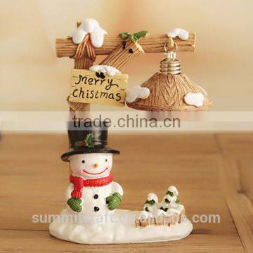 Resin Houses Decorated With Christmas Lights Snowman Lamp photo-2