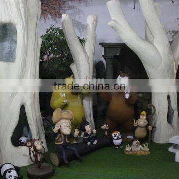 Fiberglass Polyresin Bald Head Bear Statue Combination Cartoon Character Figurine photo-2