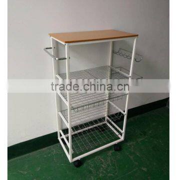 Kitchen Metal Basket Dipaly Rack Vegatable and Friuit Storage Trolley photo-2