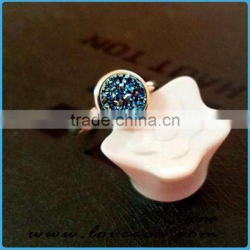 925 Sterling Silver Gold Plated Handmade Agate Gemstone Druzy Ring Jewelry photo-2