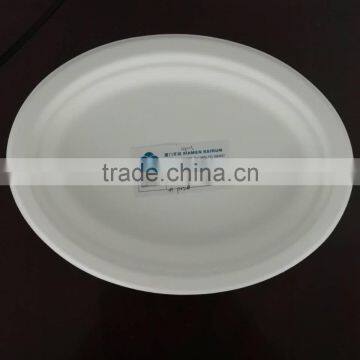 White & Beige Color Round Shape Biodegradable Sugarcane Bagasse Plate photo-2