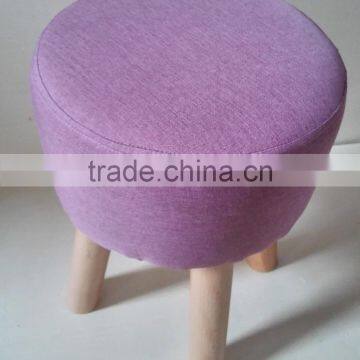 Living Room Furniture Padded Round Stool Ottoman Wooden Pouf photo-6