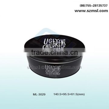 Oval shaped metal packing tin box