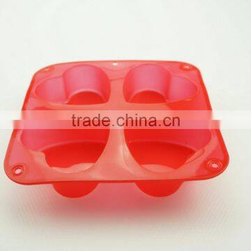 11193 Top Quality Silicone Flexible 4 Cavity Heart Shaped Soap Molds