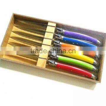 6pcs ABS Handle Laguiole Steak Knives with Beech Wooden box