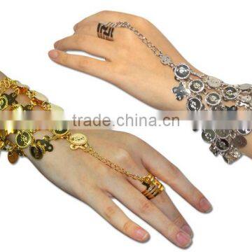 Belly dance metal slave bracelet with coins