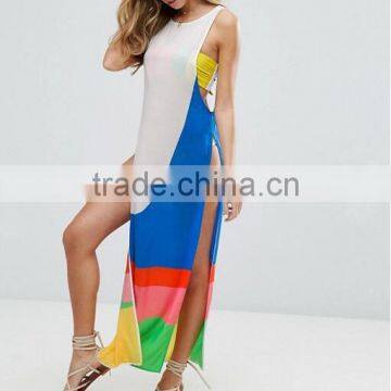 2017 Summer Latest Women Sexy Long Rainbow Beach Cover Up HSm9160 photo-2