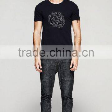 Cotton/spandex Man Black T-shirt Fit Mens Printing T-shirt photo-6
