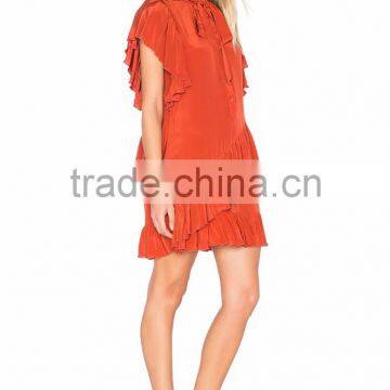 Smart Lady Summer Dress Ruffle Design Neck Bow Women Casual Dress photo-3