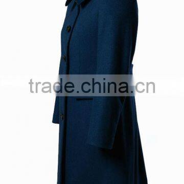 Ladies Straight Fit Formal Navy Blue Wool Coat photo-3