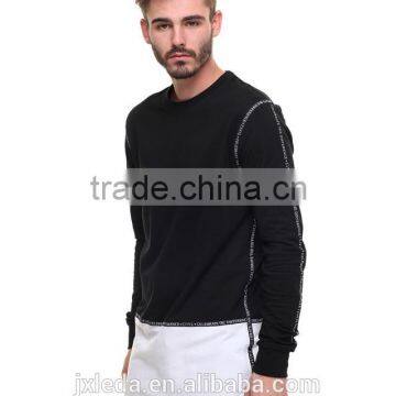 Fields French Terry Fabric Rounded Neck Hem Printed Trim Drop Tee Color Block t Shiet for Men photo-3