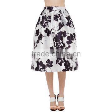 MGOO High Quality Imported Women White Umbrella Skirt With Floral Print High Waist Street Style 15146A368 photo-6