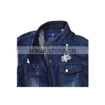 Men's Cheaper Casual Jean Jacket With Cotton Sleeve photo-3